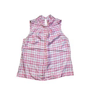 J. Crew Collection Pink Plaid Sleeveless Silk Blouse sz s balletcore coquette